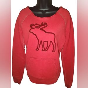 Abercrombie & Fitch Red embroidered sweatshirt L, preloved